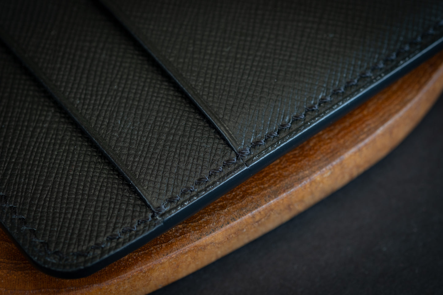 Matte Black Alligator & Saffiano Compact Bifold
