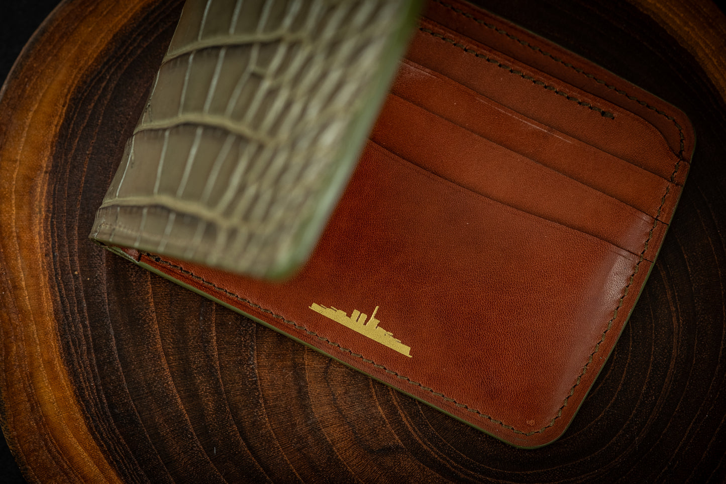 Scratch & Dent Gator, Loden Olive & Chestnut Calfskin