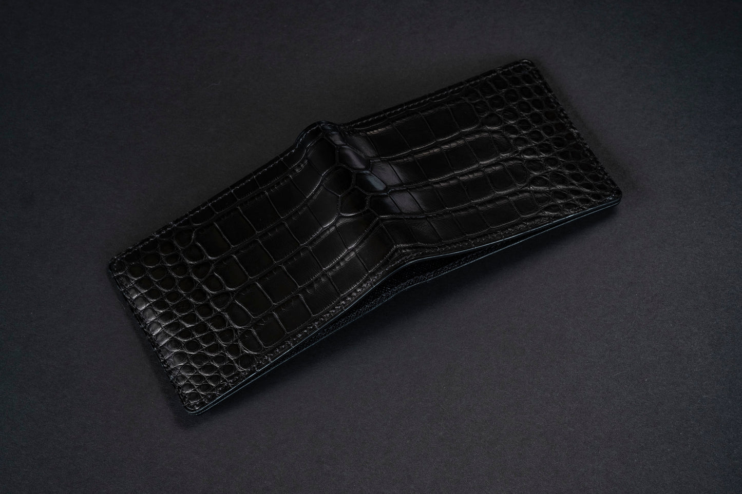 Matte Black Alligator & Saffiano Traditional Bifold