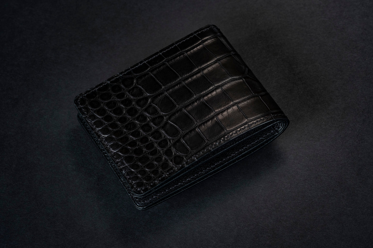 Matte Black Alligator & Saffiano Traditional Bifold