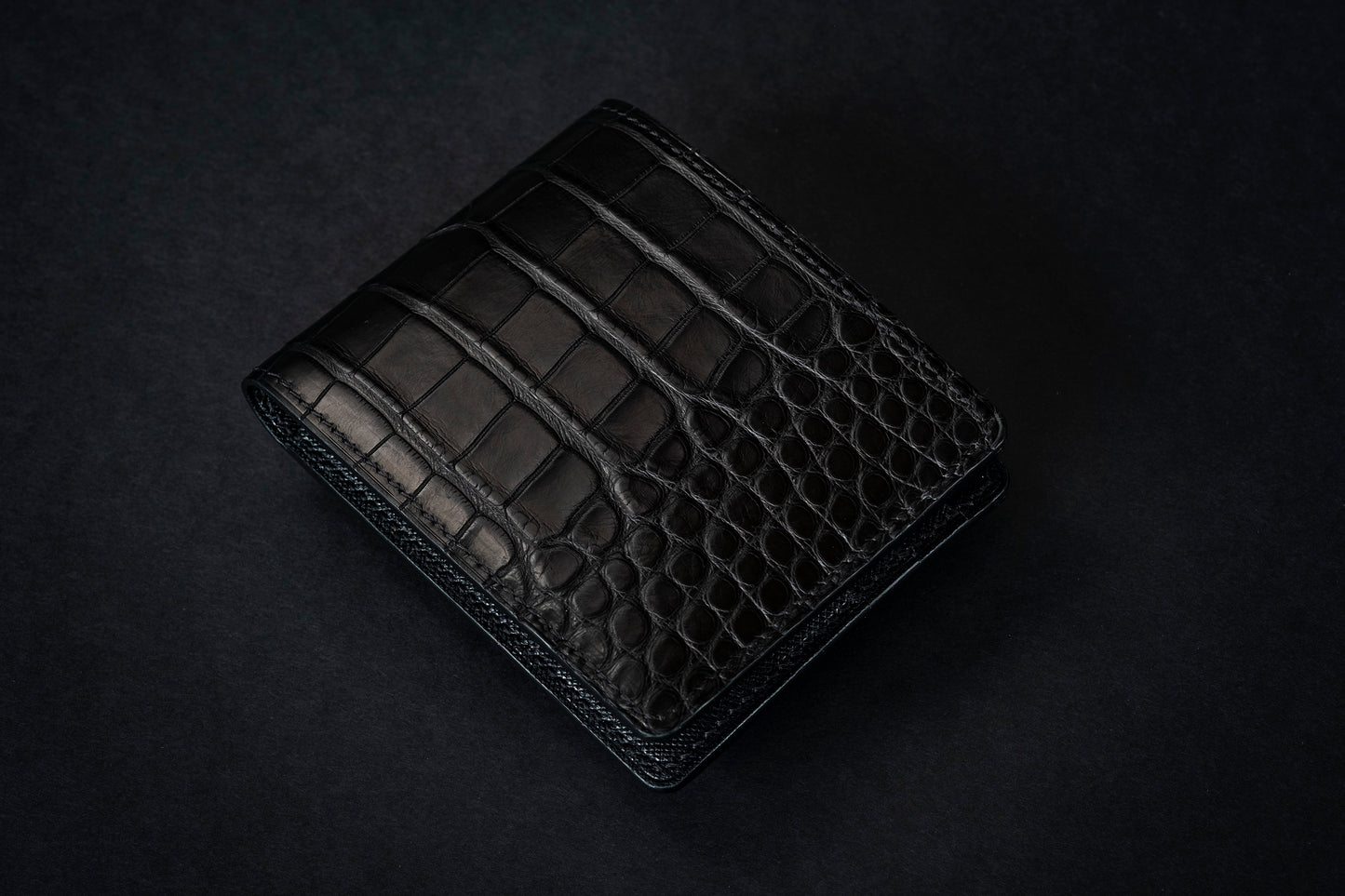 Matte Black Alligator & Saffiano Traditional Bifold