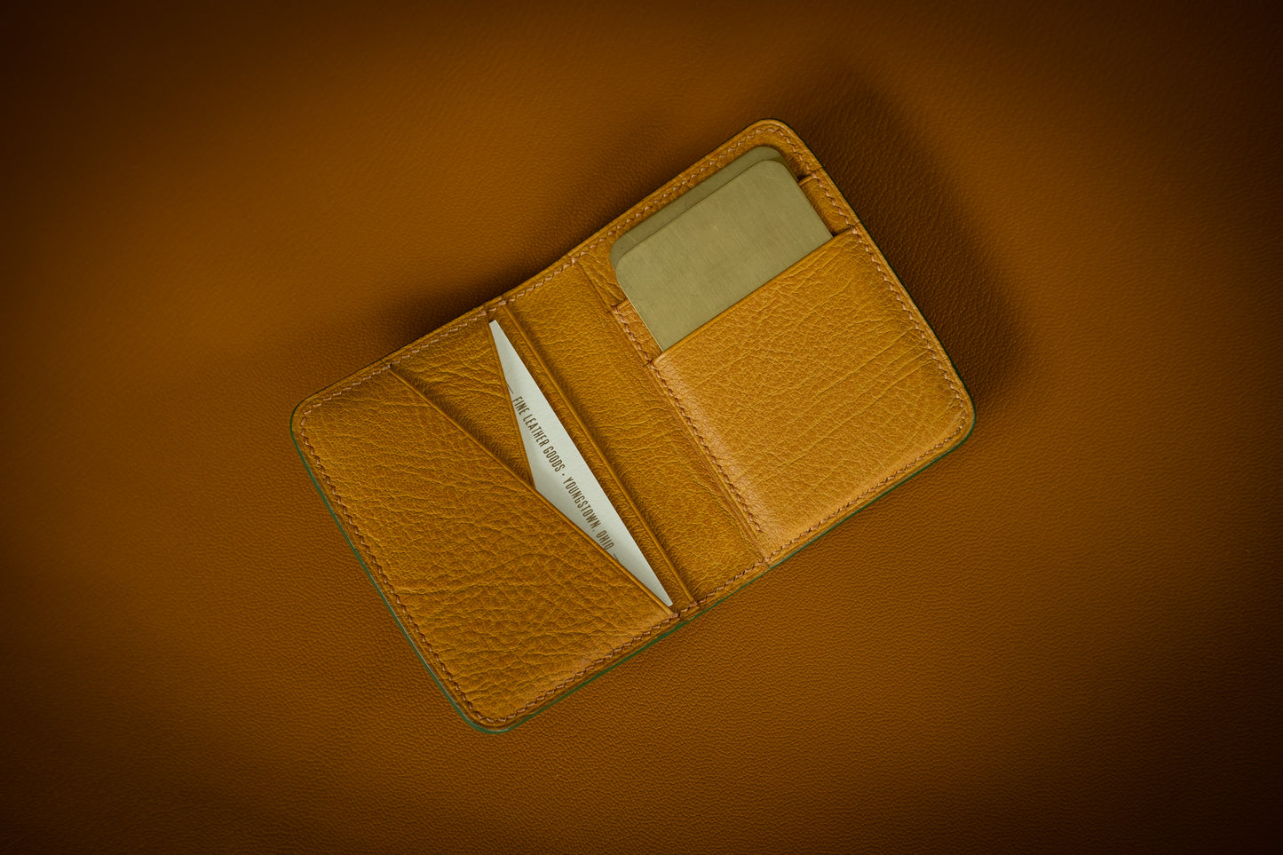 Green Glazed Alligator & Ochre Gambetta Pocket Organizer