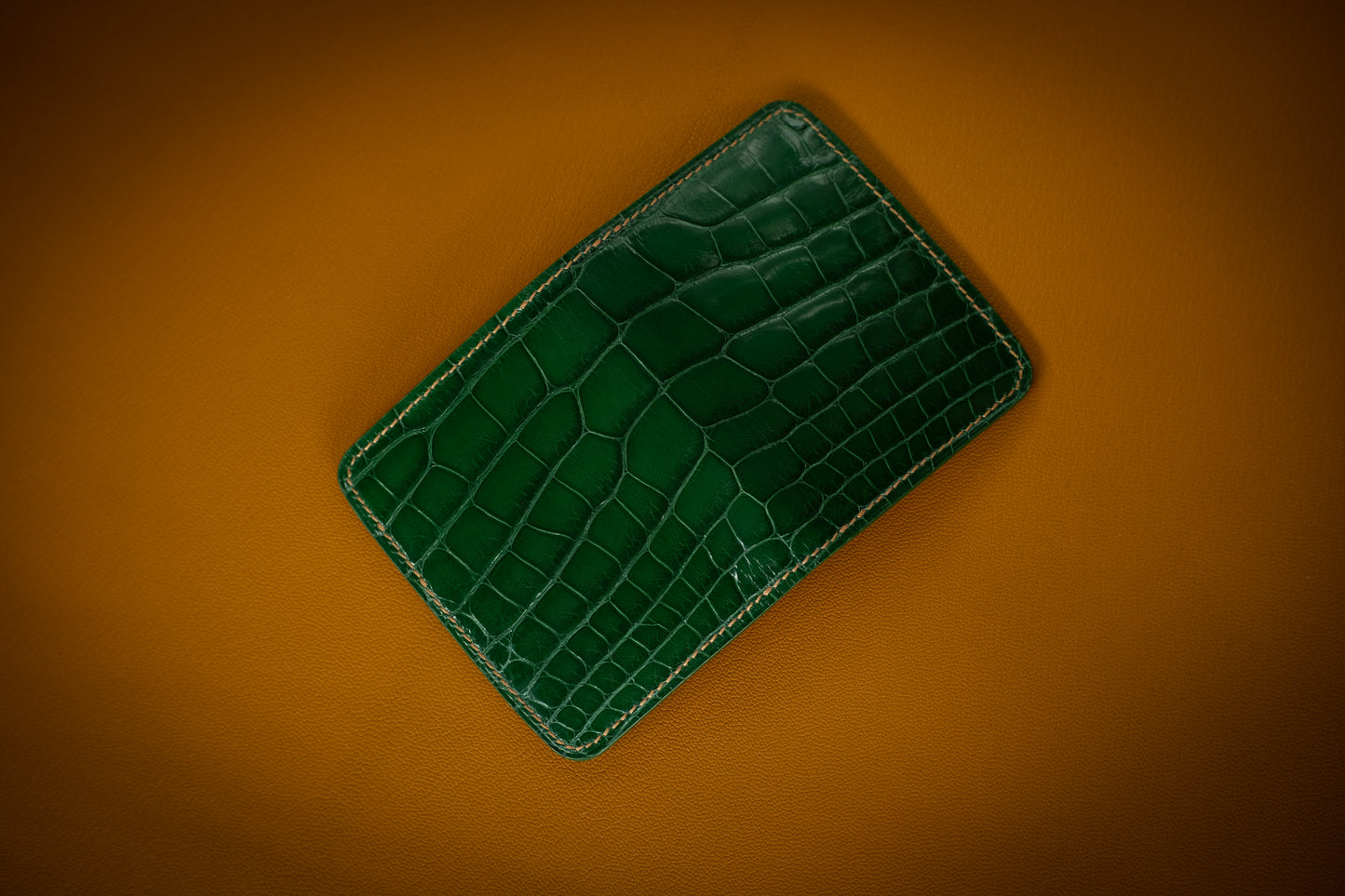 Green Glazed Alligator & Ochre Gambetta Pocket Organizer