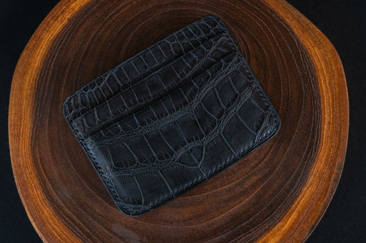 (Sample Sale) Matte Black Alligator Card Wallet