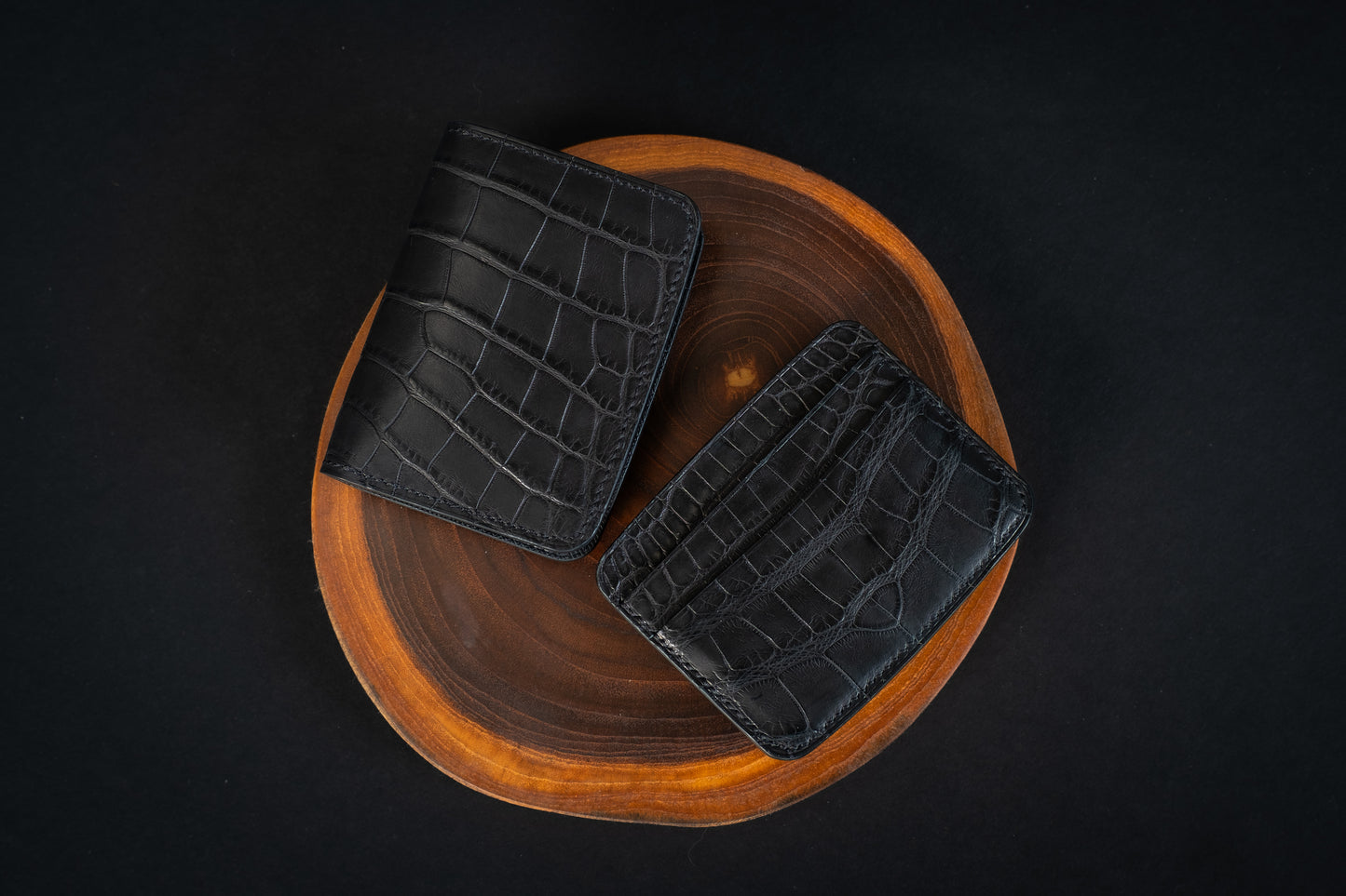 Matte Black Alligator Card Wallet