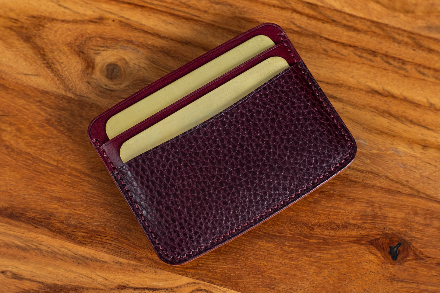 Bordeaux & Natural Five Slot Card Wallet