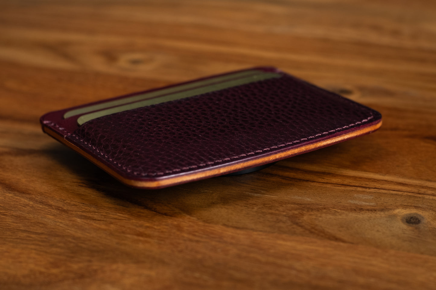 Bordeaux & Natural Five Slot Card Wallet