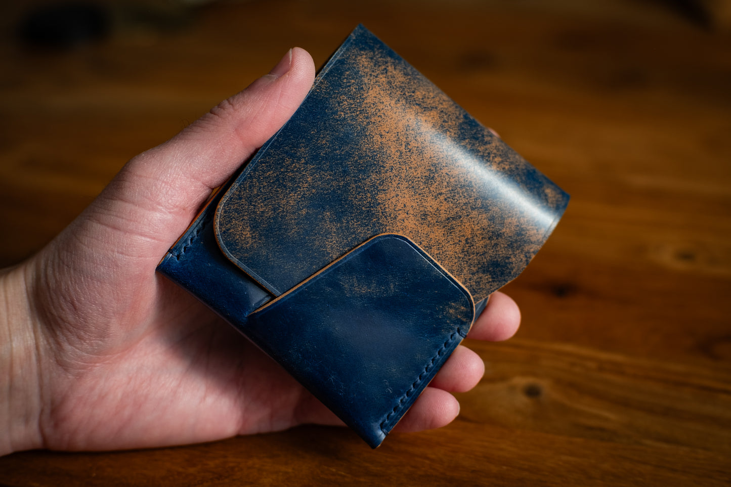 Marbled Blue Shell Cordovan 'Wileman' Wallet #1