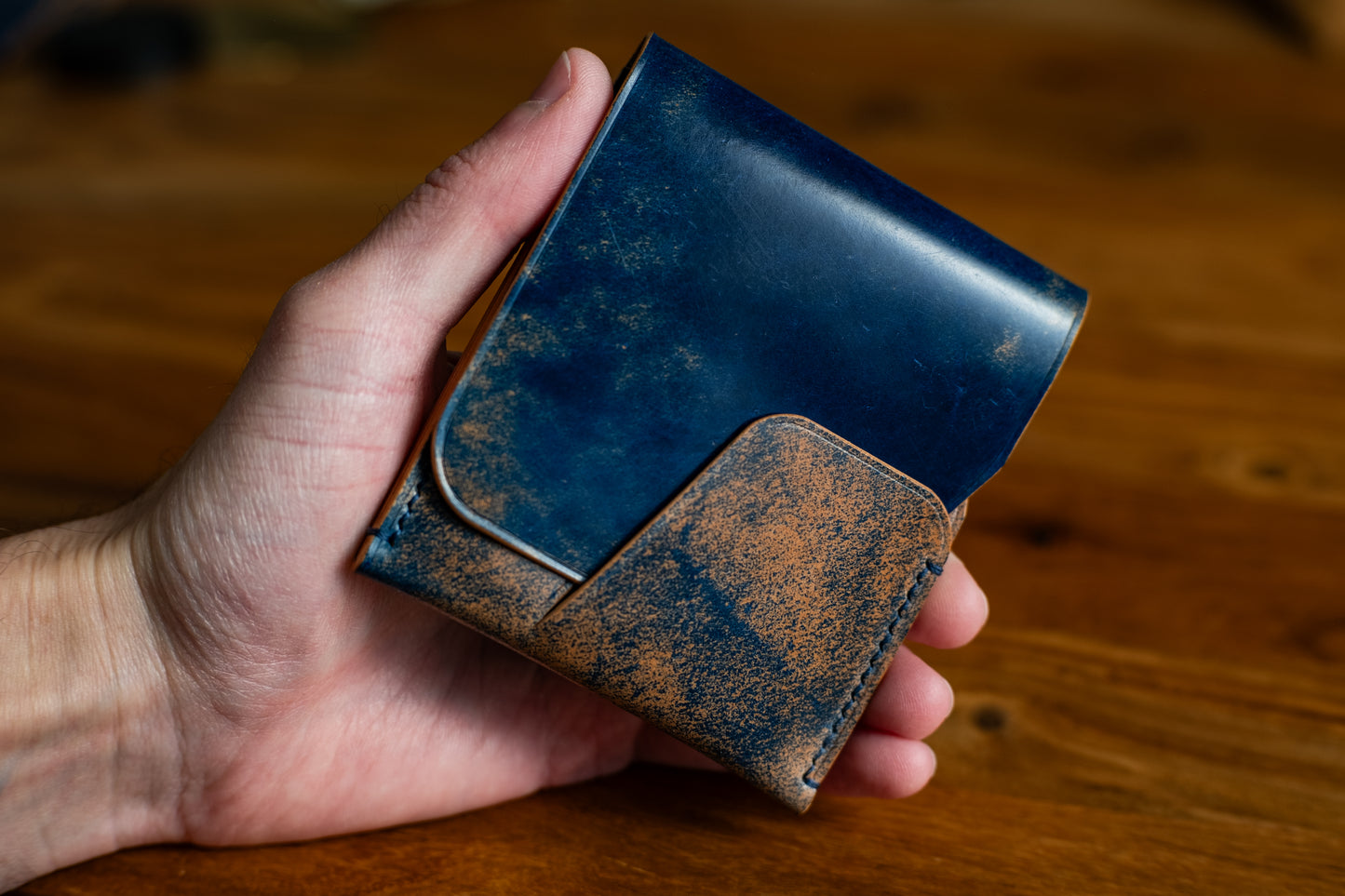 Marbled Blue Shell Cordovan 'Wileman' Wallet #2