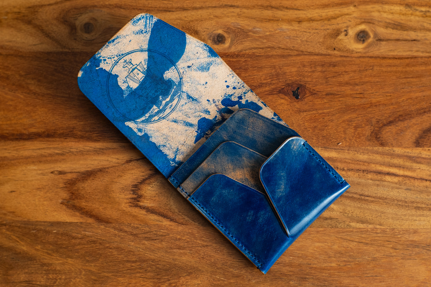 Marbled Blue Shell Cordovan 'Wileman' Wallet #1