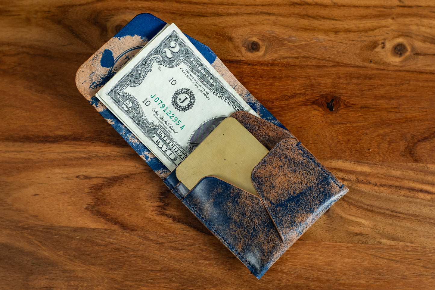 Marbled Blue Shell Cordovan 'Wileman' Wallet #2