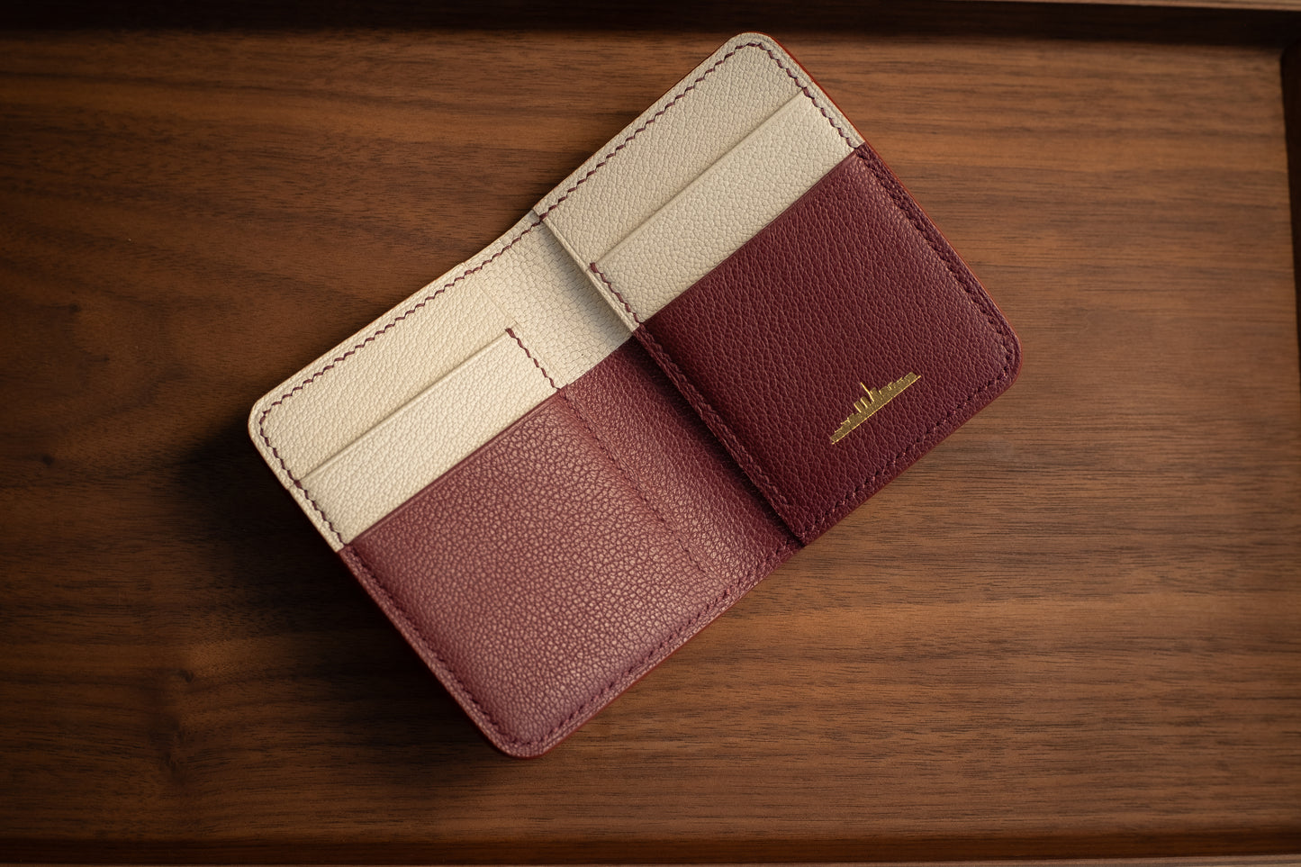 Ivory & Bordeaux Chevre Bifold