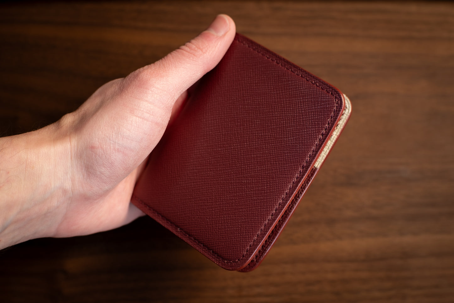 Ivory & Bordeaux Chevre Bifold