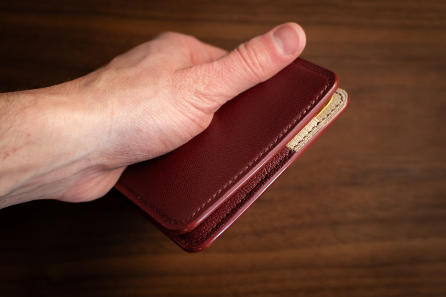 Ivory & Bordeaux Chevre Bifold