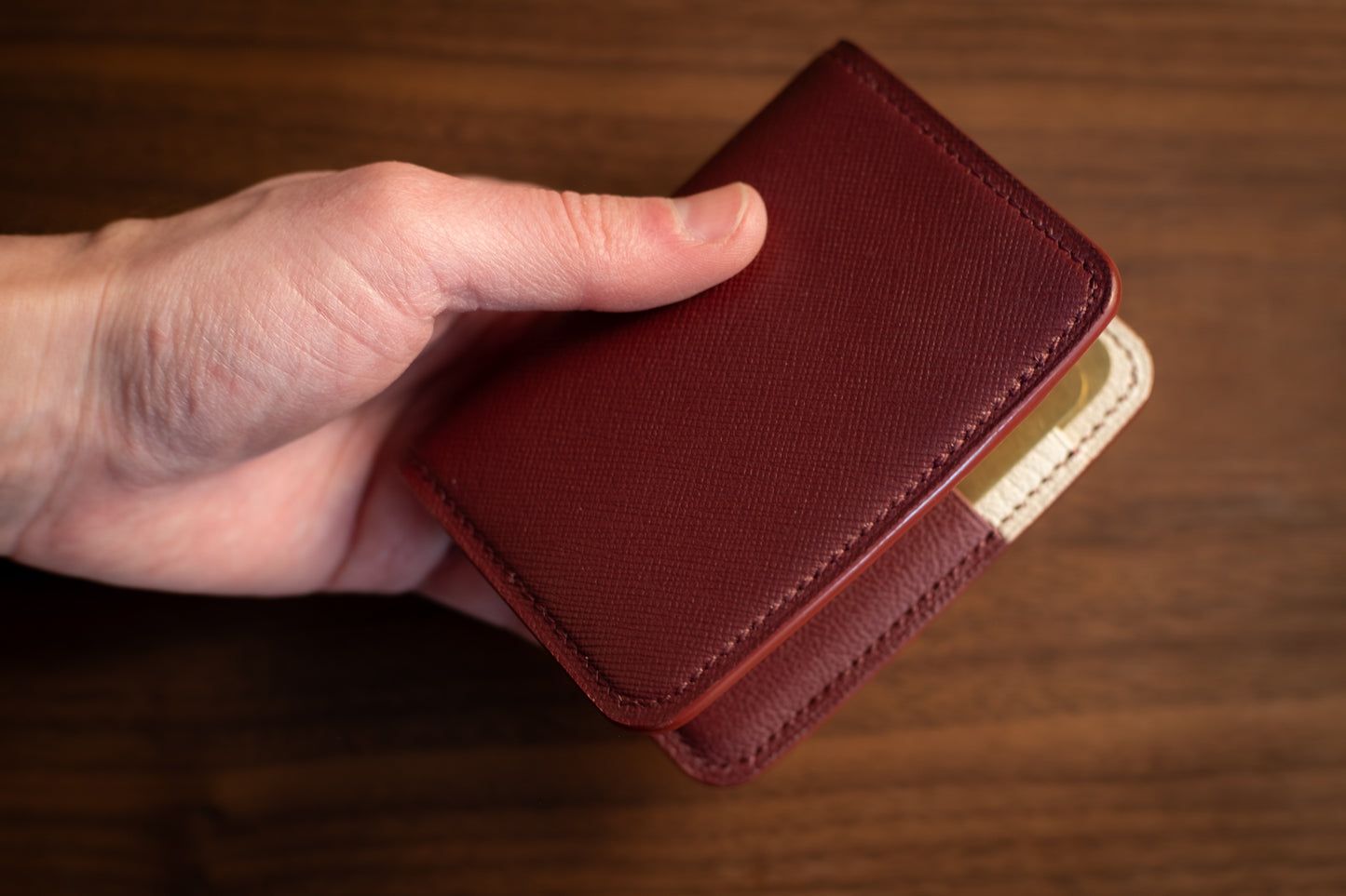 Ivory & Bordeaux Chevre Bifold