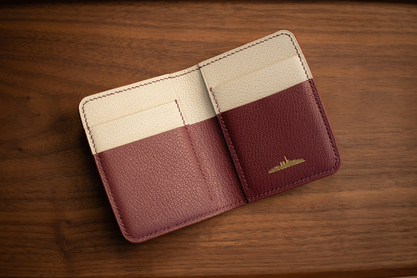 Ivory & Bordeaux Chevre Bifold