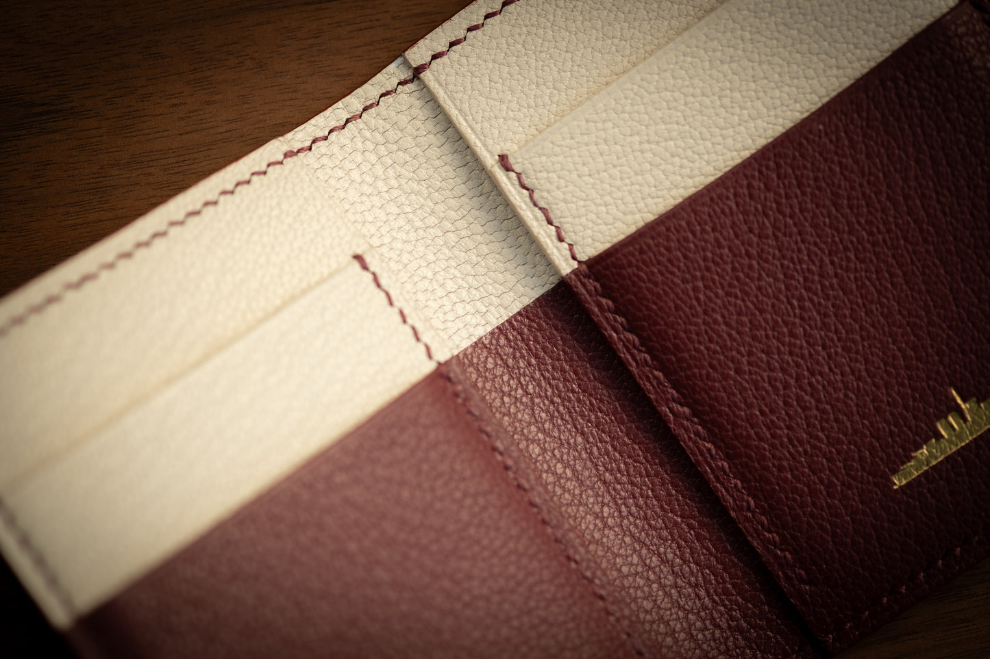 Ivory & Bordeaux Chevre Bifold