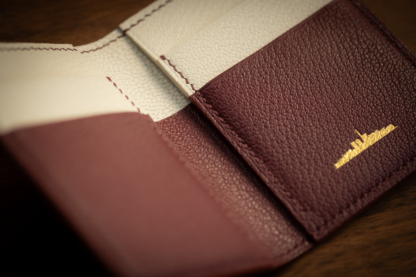 Ivory & Bordeaux Chevre Bifold