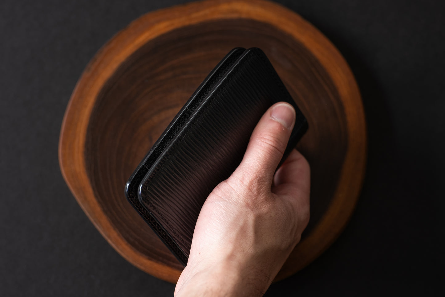 Black Epi & Saffiano Pocket Organizer