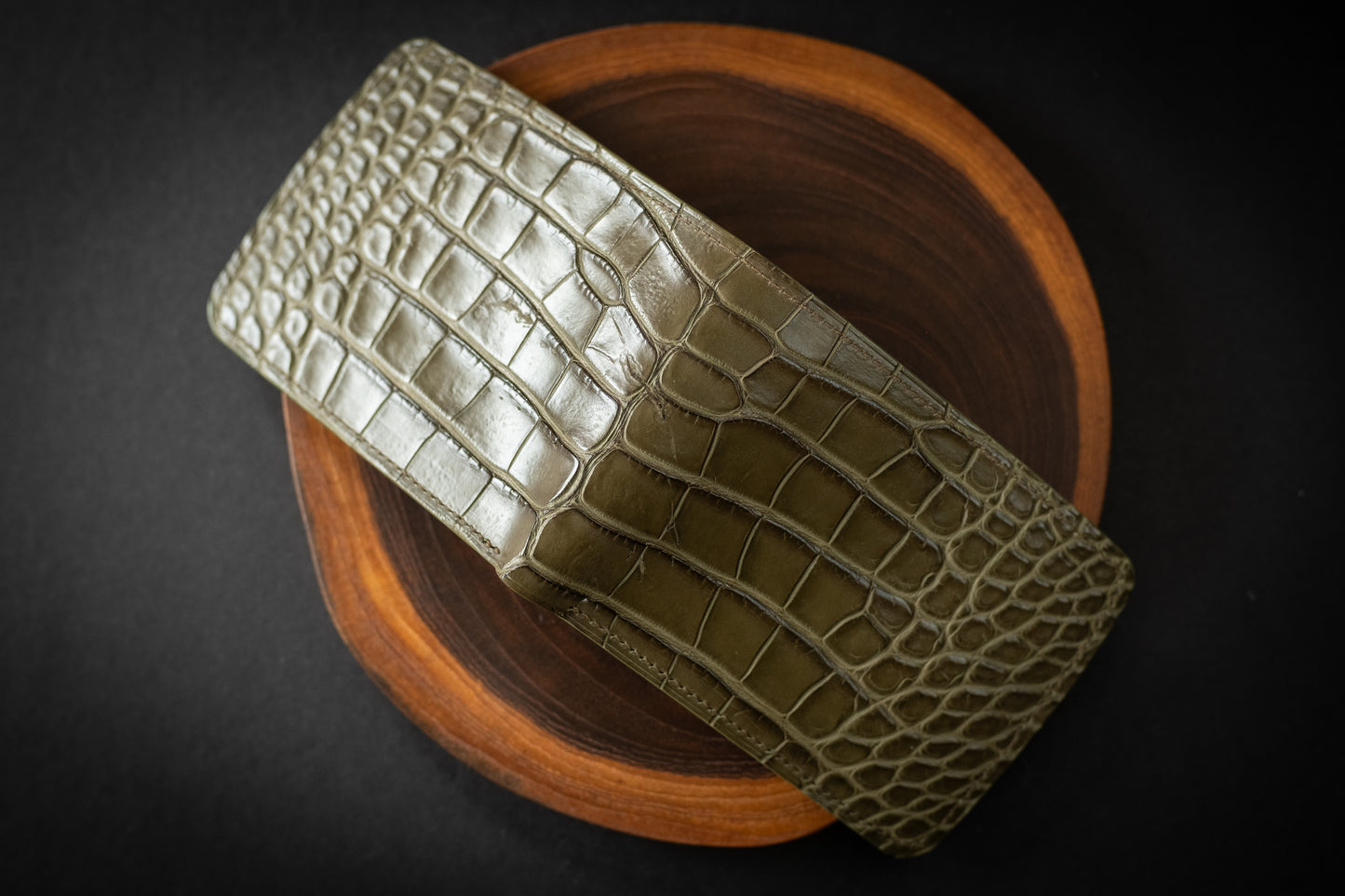 Scratch & Dent Gator, Loden Olive & Chestnut Calfskin