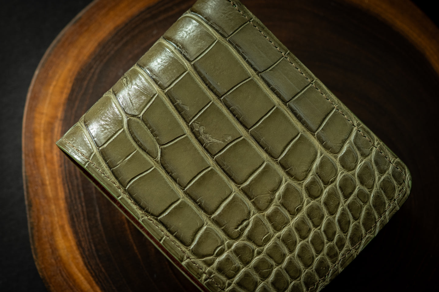 Scratch & Dent Gator, Loden Olive & Chestnut Calfskin