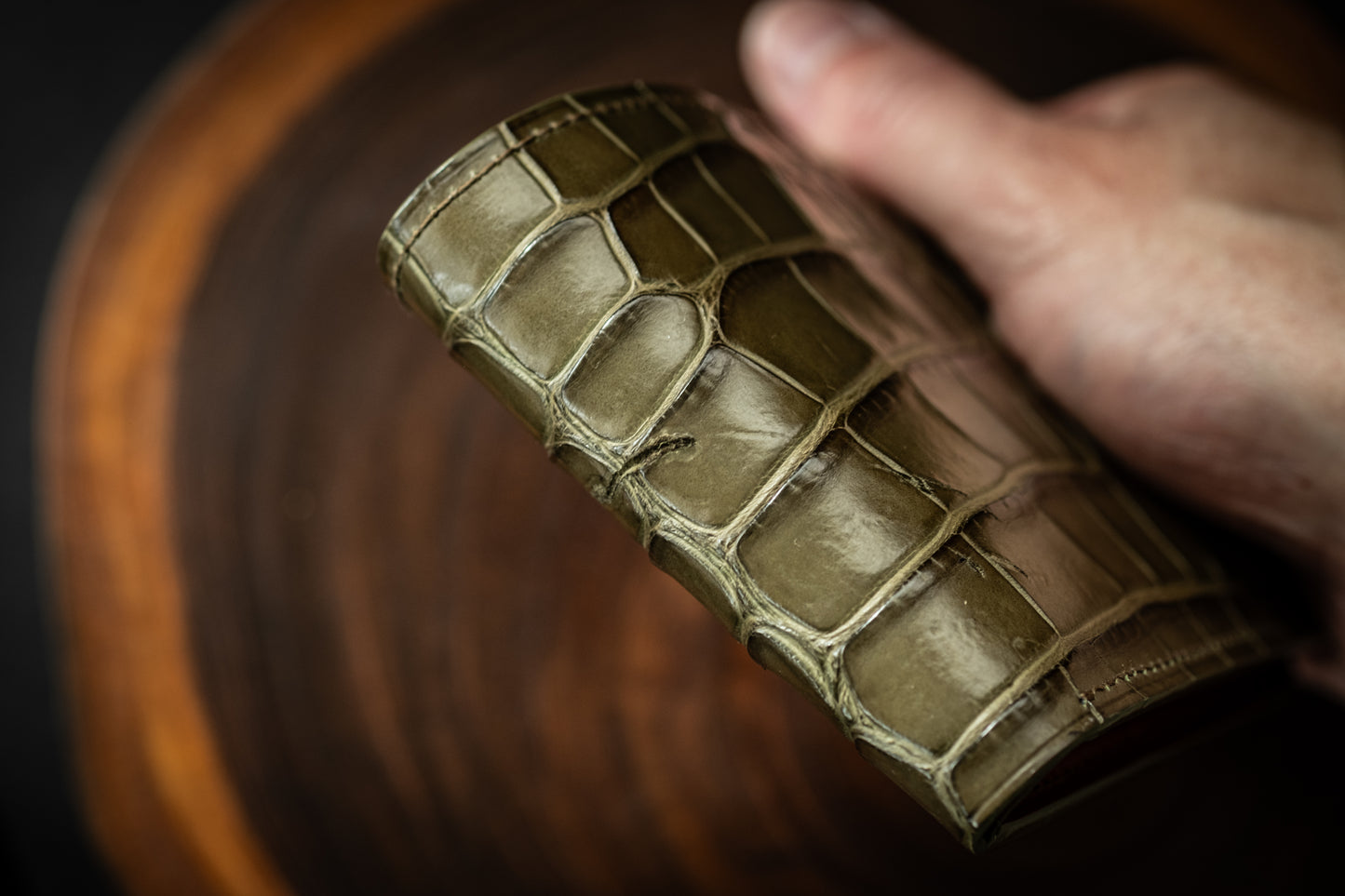 Scratch & Dent Gator, Loden Olive & Chestnut Calfskin