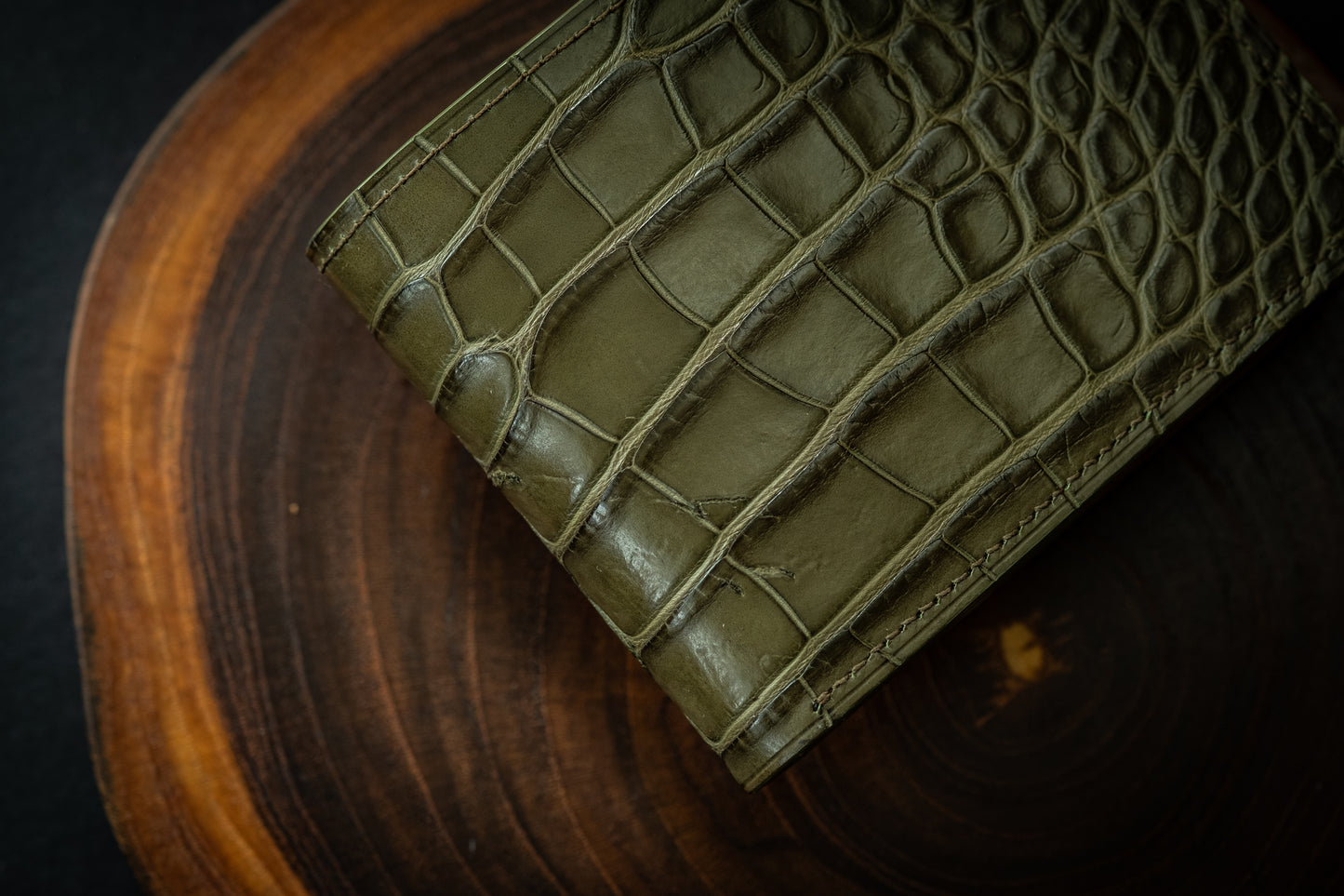 Scratch & Dent Gator, Loden Olive & Chestnut Calfskin